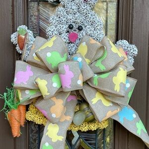 Hand crafted by me! Sweet Gum happy bunny Wreath! New